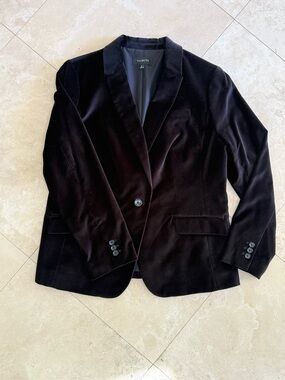 Talbots Black Velvet Blazer Jacket Size 16 NWOT